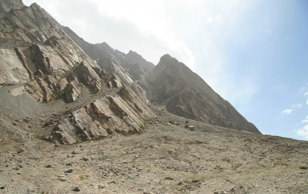 喀什至塔什库尔干公路沿线的高山峡谷与碎石道路